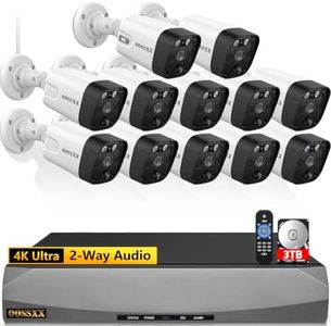 OOSSXX (4K/8.0 Megapixel & 130° Ultra Wide-Angle) 2-Way Audio PoE Outdoor Home Security Camera System Wired Outdoor Video Surveillance IP Cameras System