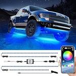 Exterior Car Underglow LED Strip Lights, Universal RGB Neon Accent Lights with Music Mode, Multicolor Waterproof Underbody Led Strip Lights Kit- Wireless Bluetooth APP Control(2×34inch+2×23.6inch)