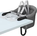 Hook On Chair, Safe and High Load Design, Fold-Flat Storage and Tight Fixing Clip on Table High Chair, Machine-Washable and Avoid Cracking Fabric, Removable Seat Cushion, Fast Table Chair (Grey)