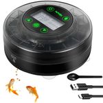 Papettly Automatic Fish Feeder for Aquarium - Rechargable Auto Fish Food Dispenser for Fish Turtle Tank with USB Cable & LCD Display, Timer Fish Feeder for Weekend Holiday with Fish Feeder Spoon