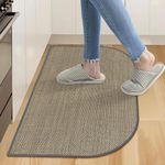 KIMODE Kitchen Rugs Non Slip Washable, Farmhouse Half Moon Kitchen Rugs 18"X27", Grey Absorbent Kitchen Mats for Floor, Kitchen Floor Mat for Front of Sink, Entryway, Laundry Room