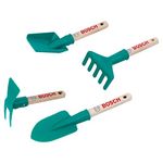 Theo Klein 2735 Bosch gardening hand tool set I Includes spade, rake, shovel and hoe I Eyelet for hanging I Toy for children from 3 years