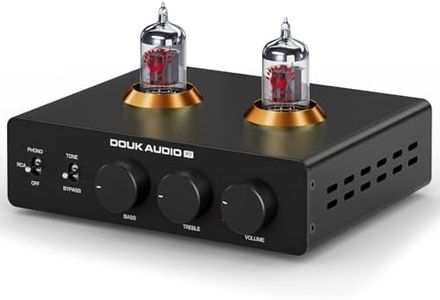 Douk Audio P7 Phono Preamp: Vacuum Tube Turntable Preamplifier with Balanced XLR Output, High-Pass Filter, Bass & Treble Control, Bypass for MM Record Player, Amplifier, Speaker