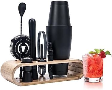 AUOXIOUYM 10-Pcs Boston Cocktail Shaker Set Matte Black, Bar Shaker Sets Bar Tools Set Bartending Set 25oz Bar Kits for Bartender Set for Professional Bartender and Home