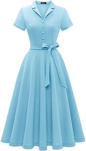 Wedtrend Blue 50s Prom Dress Women's Tea Party Dress Lady 50's Style Casual Dresses A-line Short Sleeve 50s Inspired Retro Themed Party Dress Modest Audrey Hepburn Style DressCWTP30001BlueXL