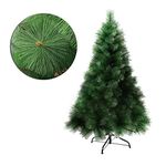 FESTIVE BLESSINGS Christmas Tree Artificial Xmas Pine Tree with Solid Metal Legs, Light Weight, Perfect for Christmas Decoration Green with Christmas Decorations Items (5 feet)