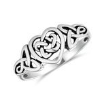 Personalize Dainty Best Friends Irish Celtic Love Knots BFF Infinity Heart Promise Ring 1MM Band For Teen Women Oxidized .925 Sterling Silver Customizable