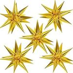 60 Pcs Explosion Star Balloons, Foil Cone Mylar Starburst Balloons, Point Star Balloons Party Decoration Supplies for Birthday Wedding Christmas Anniversary Backdrop (Gold)