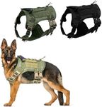 Wagably K9 Tactical Dog Harness - 5-Point Adjustable with Heavy-Duty Handle, No-Pull Vest for Large Dogs - Patch-Ready, Military Style - Ideal for Training, Hunting, and Walking (Green, Medium)