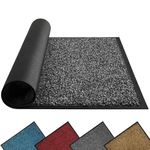 Mibao Door Mats Indoor, Doormat 40 x 60 Cm Black Grey, Washable Door Matts Indoor, Heavy Duty Non-slip Entrance Mat, Super Absorbent Front Door Mat