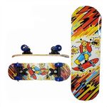 TONICTOYS Complete 24"x6" Skateboard – Double Kick Concave Deck, 9-Layer Plywood Cruiser Board for Kids, Teens & Adults | Standard Skate Board for Beginners (Multicolor)