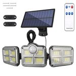 VOLIVO Solar Lights, 4 Heads, 3000LM, Motion Sensor Night Lighting, 278 LEDs, IP65 Waterproof, 3 Lighting Modes 270° Wide Angle, Flood Lights, Outdoor Lighting, 2 Pack…