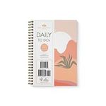 Undated To Do List by Bright Day Daily Task Checklist daily planner to do list notebook Non Dated Flex Cover Spiral Organizer Habit Tracker 8.25 x 6.25, Cactus