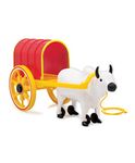 Funskool Giggles - Bullock Cart , Pull string toy, toys for kids, Pull Along Toy , Encourages Walking, Pretend Play,Colours , 12 Months & Above , Infant and Preschool Toys(Multicolour)