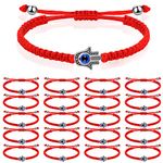 Jadive 20 Pcs Red Bracelet Protection Good Luck Red Cord Bracelet Red String of Fate Bracelet Adjustable Knot Kabbalah Rope Bracelet Matching Braided Bracelet for Lover Couple Friend Women Men, ribbon