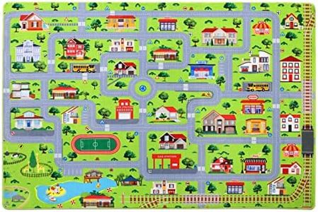 LuxFocus Puzzle Carpet Children's Room Gray Children's Area Rug Play Carpet Airplane Road Carpet Thickened and Non-Slip Carpet Multicolored Play Mat with Cars for Bedroom Playroom 120x160cm