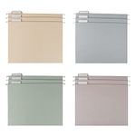 Y YOMA 12 Pack Colored Hanging File Folders Letter Size Decorative Hanging Folder Cute Pretty File Folder for Filing Cabinet Office Home with 1/5-Cut Adjustable Tabs, 4 Selected Morandi Color