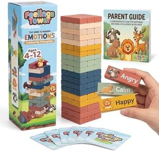 Feelings Tower Therapy Games for Kids & Teens - Social Emotional Learning Toy, 48 Emotion Cards & Animal Stacking Blocks - Play Therapy Toys, SEL & Social Skills Games for Kids, Counseling - Earth