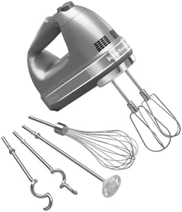 KitchenAid 9-Speed Digital Hand Mixer with Turbo Beater II Accessories and Pro Whisk - Contour Silver