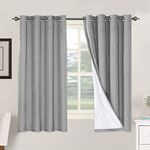 H.VERSAILTEX Linen Blackout Curtains 63 Inches Long 100% Blackout Thermal Insulated Textured Linen Look Curtain Draperies Anti-Rust Grommet, Energy Saving with White Liner, 2 Panels, Dove Gray