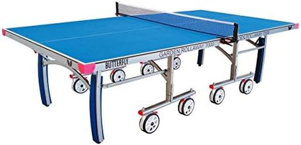 Butterfly Garden Rollaway 7000 Outdoor Table Tennis Table | 7mm Anti-Glare Melamine Top, 8-Wheel Rollaway (Blue, Table only)