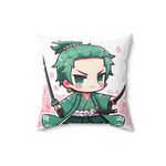 CRAFT MANIACS ONE Piece Zoro Cutest Cartoon Caricature 16 * 16 Pillow with Cover | UBER Cool Merch for ONE Piece Anime Lovers