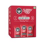 Sleepy Owl Hazelnut Flavour 100% Arabica Coffee Sachets | 60g - Pack of 30 x 2g Instant Coffee Powder Sachets | Nutty & Bold | Travel Friendly