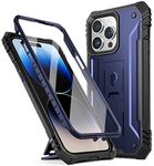 Poetic Revolution Case for iPhone 14 Pro Max 6.7 inch, [6FT Mil-Grade Drop Tested], Full-Body Rugged Shockproof Protective Cover with Kickstand & Built-in-Screen Protector, NavyBlue