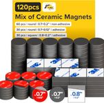 Ferrite Magnet 120 Pack, Round and Squares with Adhesive Backing high-Strength and Non-Adhesive, Versatile Magnets Perfect for Home, Office and DIY Projects - Reliable