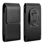 MoKo Phone Holster, Belt Clip Holster PU Leather Pouch Holder Cover Fit 6.5" Phone, iPhone 15/15 Pro/SE 3 2022/12 Mini/ 12/iPhone 12 Pro,iPhone SE 2020/iPhone 13 Mini/iPhone 13 Pro, Galaxy S20, Black