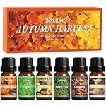 SALKING Autumn Fragrance Oils, Premium Essential Oils Gift Set Fall Diffuser Oils, Scented Oils for Soaps Candle Making - Cinnamon, Pumpkin Spice, Apple Cider, Vanilla, Forest Pine, Snickerdoodle