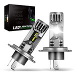 Altueey H4 LED Headlight Bulbs, 70W 20000LM Mini H4 Bulbs with Cooling Fan 6500K 600% Cool White Wireless Car Conversion Kit High Low Beam Lights Halogen Replacement Non-polarity Plug and Play