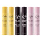 Designer Fragrances 6 Pack Assorted Aromas Bundle - Tu Est Belle, Daisy, Black Poppy - Women's Body Spray Deodorant Cans - For Instant Freshness on The Go - Long Lasting Smell, Great Gifts - 100ml