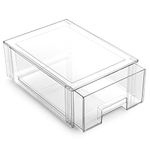 BINO | Stackable Storage Drawers, Large - Clear | THE CRATE COLLECTION | Storage Bins With Drawers Bathroom Organizers and Storage Organization and Storage Under Sink Organizer Vanity Cabinet Home