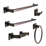 SENTO Cellar Classic Bathroom Accessories Set, Heavy Duty Metal Bath Hardware Set Wall Mounted, Includes Robe Hook, Toilet Paper Holder, Towel Ring, 18” & 24” Towel Bar (5-Piece, Oil-Rubbed Bronze)