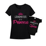 Grandmother of a Princess Granddaughter of a Queen Grandma and Me Matching Set Shirt Bodysuit Clothing Black