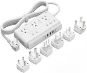 220V to 110V Voltage Converter, TESSAN Travel Converter with 4 USB Ports (1 USB C), 3 AC Outlet and EU UK AU in IT ZA International Power Adapter, Step Down Transformer Outlet Converters White