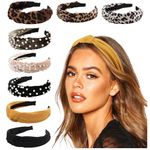 DRESHOW 8 Pack Fashion Knotted Headbands Vintage Velvet Leopard Print Pearl Headbands Hair Hoop Wide Turban Hairbands Accessories for Women Girls