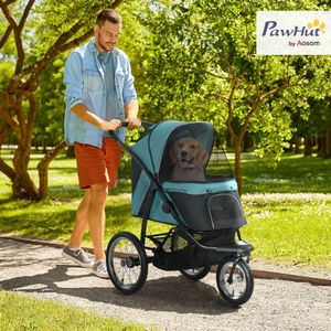PawHut Dog Stroller – Green Pet Carrier with Foldable Design