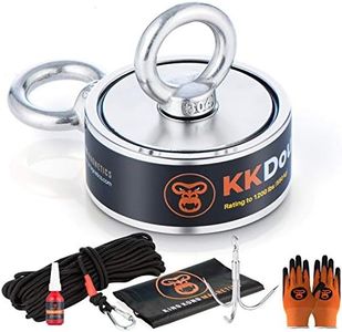 King Kong Magnetics 1200 lbs Pulling Force Magnet Fishing Kit - 3 inch Strong Neodymium Fishing Magnets-Gloves, Nylon Rope, Hook, A Bag, Thread Locker & Carabiners Included, Double Sided