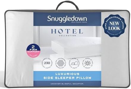 Snuggledown Side Sleeper Pillows 2 Pack - Hotel Quality Firm Support Bed Pillows for Back Neck & Shoulder Pain Relief - Soft & Luxurious 100% Cotton Cover, Hypoallergenic, Made in the UK (64 x 38cm)