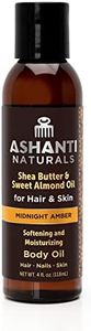 Ashanti Naturals Pure Shea and Sweet Almond Oil for Hair and Skin | Moisturizing Body Oil for Dry Skin, Scalp and Hair [Fragrance: Midnight Amber, 4 oz]