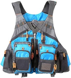 Flygo Multi-Pockets Fly Bass Fishing Vest Pack for Outdoor Activities, Adjutable Size for Men/Women (One Size, Blue)