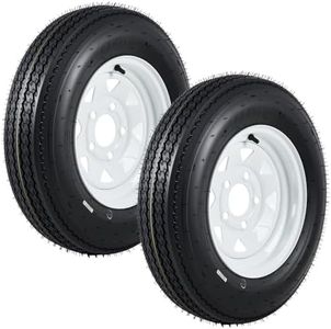 GarveeTech 5.30-12 530-12 530X12 Trailer Tire and Wheel Assembly, Heavy-Duty Load Range C 6PR, 5 Lug White Modular Wheel, 12 Inch Tires for Utility/Boat/Camper Trailers, Set of 2