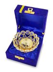 BENGALEN Diwali Gift Crystal Diya with Blue Velvet Gift Box Home Decoration Chrystal Piyali Dia Pooja Items Puja Gifts Handmade Oil Lamp Traditional Indian Dhanteras Deepawali Gift Items