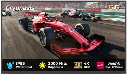 55 inch Full Sun Outdoor TV 4K UHD Smart TV, 2000 Nits IP55 Weatherproof