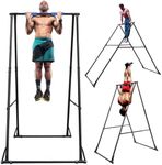 KT TOES DON'T TOUCH GROUND Foldable Free Standing Pull Up Bar Stand Sturdy Power Tower Workout Station For Home Gym Strength Training Adjustable Pullup Fitness Equipment Multifunctional Exercise Rack