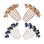 Briskyto 4Pack Hair Comb Vintage Crystal Hairpins Hair Clips Hair Side Head Pieces for Women, 4 Count (Pack of 1)