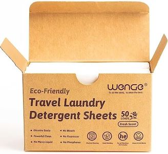 Wenge Travel Detergent, Laundry Sheets Detergent eco Friendly - 50 Sheets - Clear Plastic-Free Biodegradable Hypoallergenic Liquid Less Washing Sheets for Home Dorm Travel Camping