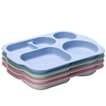 Orrdiffi Dinner Plate Set 11inch Unbreakable Divided Plates 5 Compartment Healthy Plate Portion Plates for Adults Kids, BBA Free,Reusable,Lightweight,Microwave and Dishwasher Safe